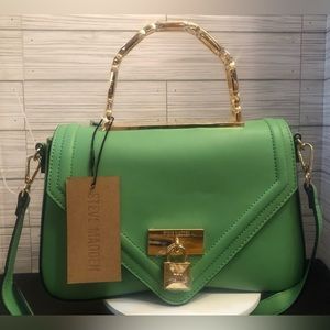 Steve Madden Green Flare BGINEVRA Metal Link Crossbody Purse Bag BNWT